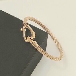 ⚓ 18k Gold Plated Braided Cable Bracelet 316L Steel | Horseshoe Clasp Love